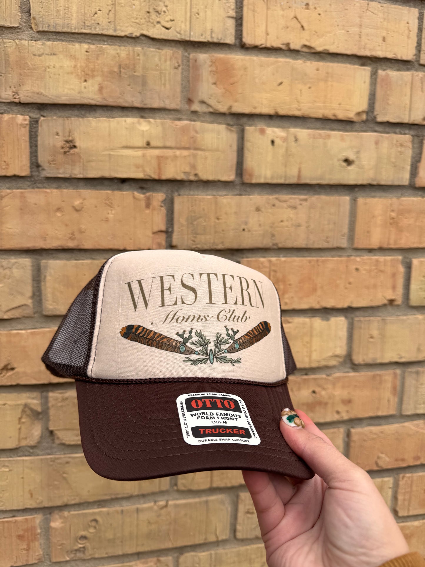 Western mom club trucker bag