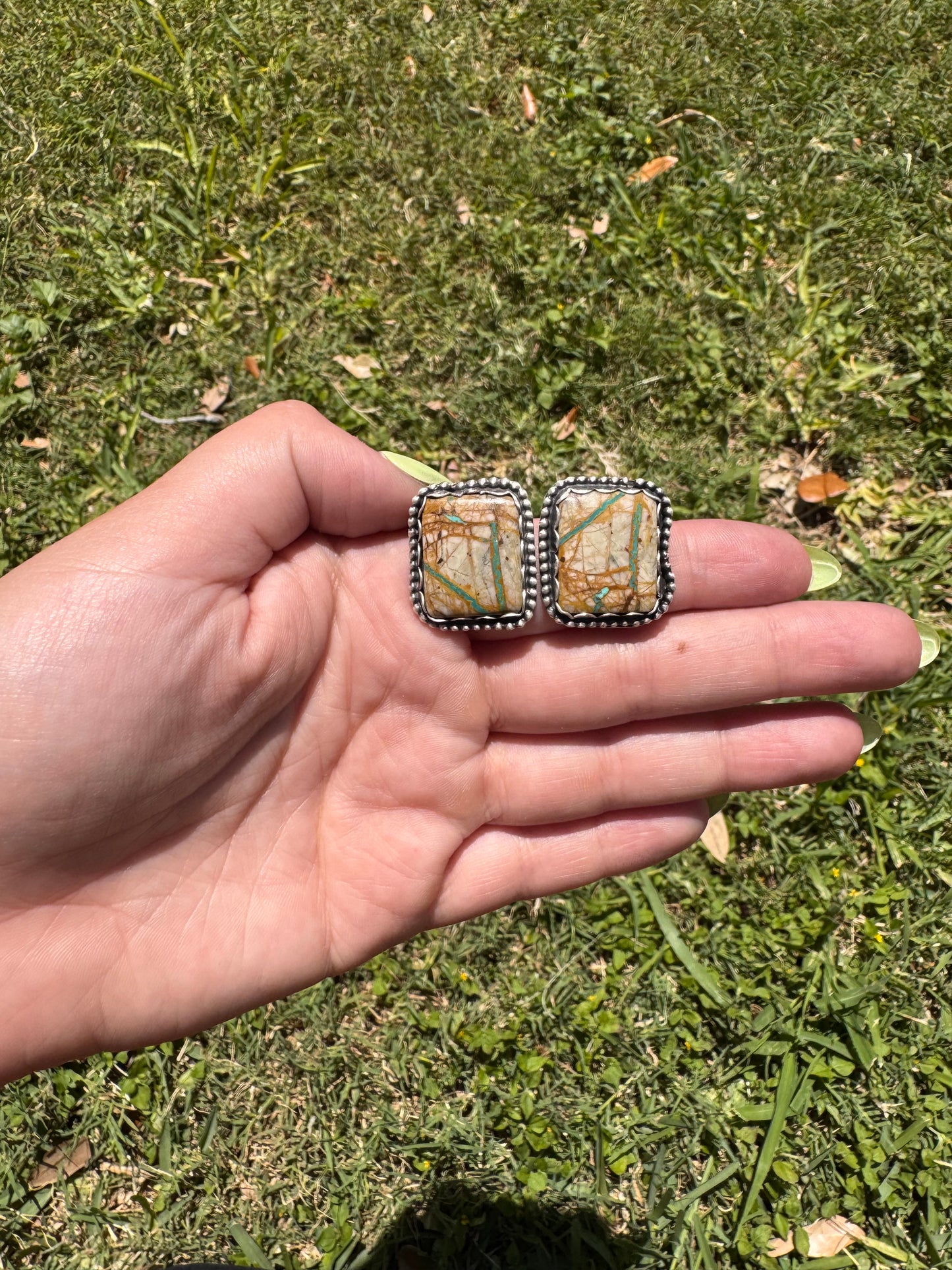 Royston turquoise square earrings