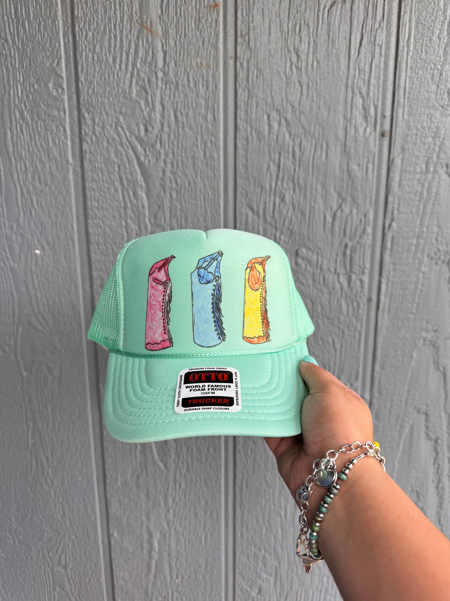 Colorful cowgirl trucker hat