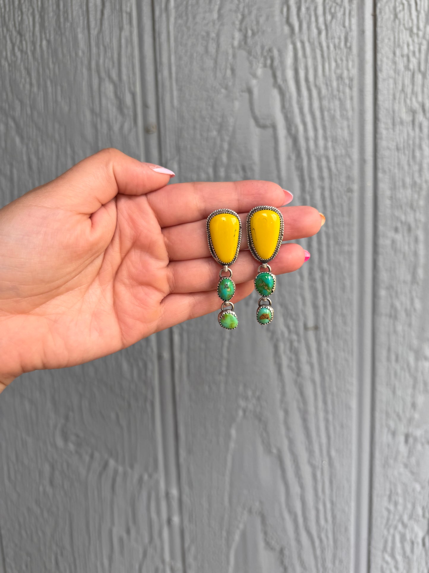 Dangle Sonoran gold and rosarita earrings