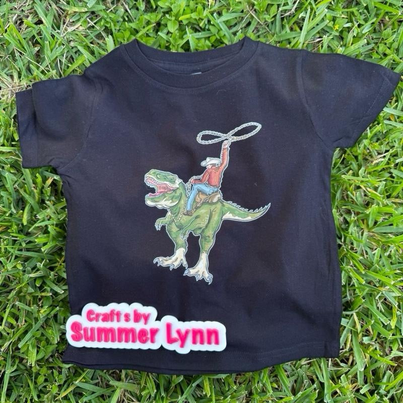 T-rex cowboy black tee