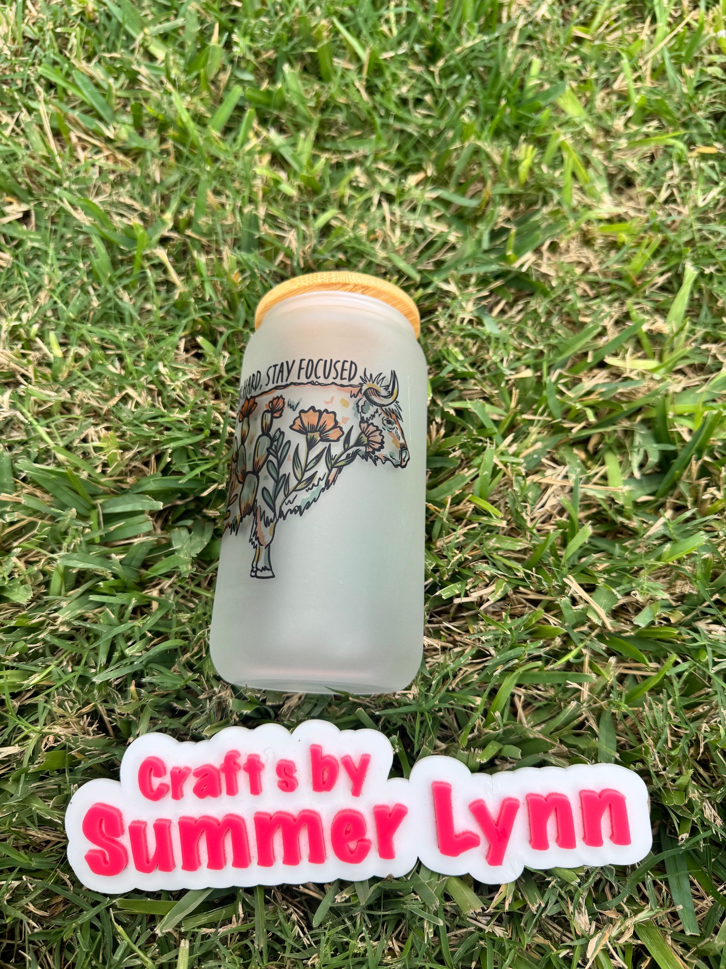 Dream big work hard stay focus glass cup