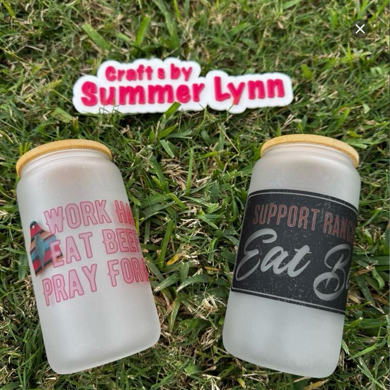 Eat beef 16oz frosted glass cups