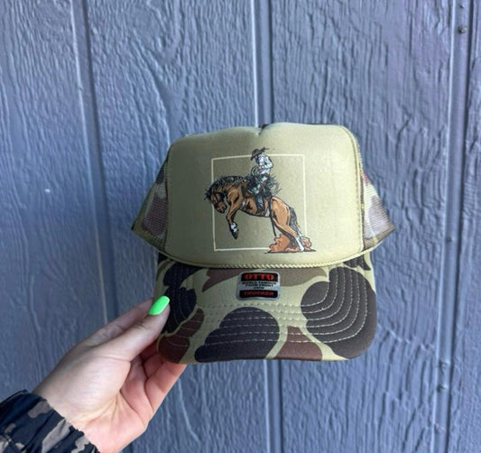 Square dust cowboy trucker hat