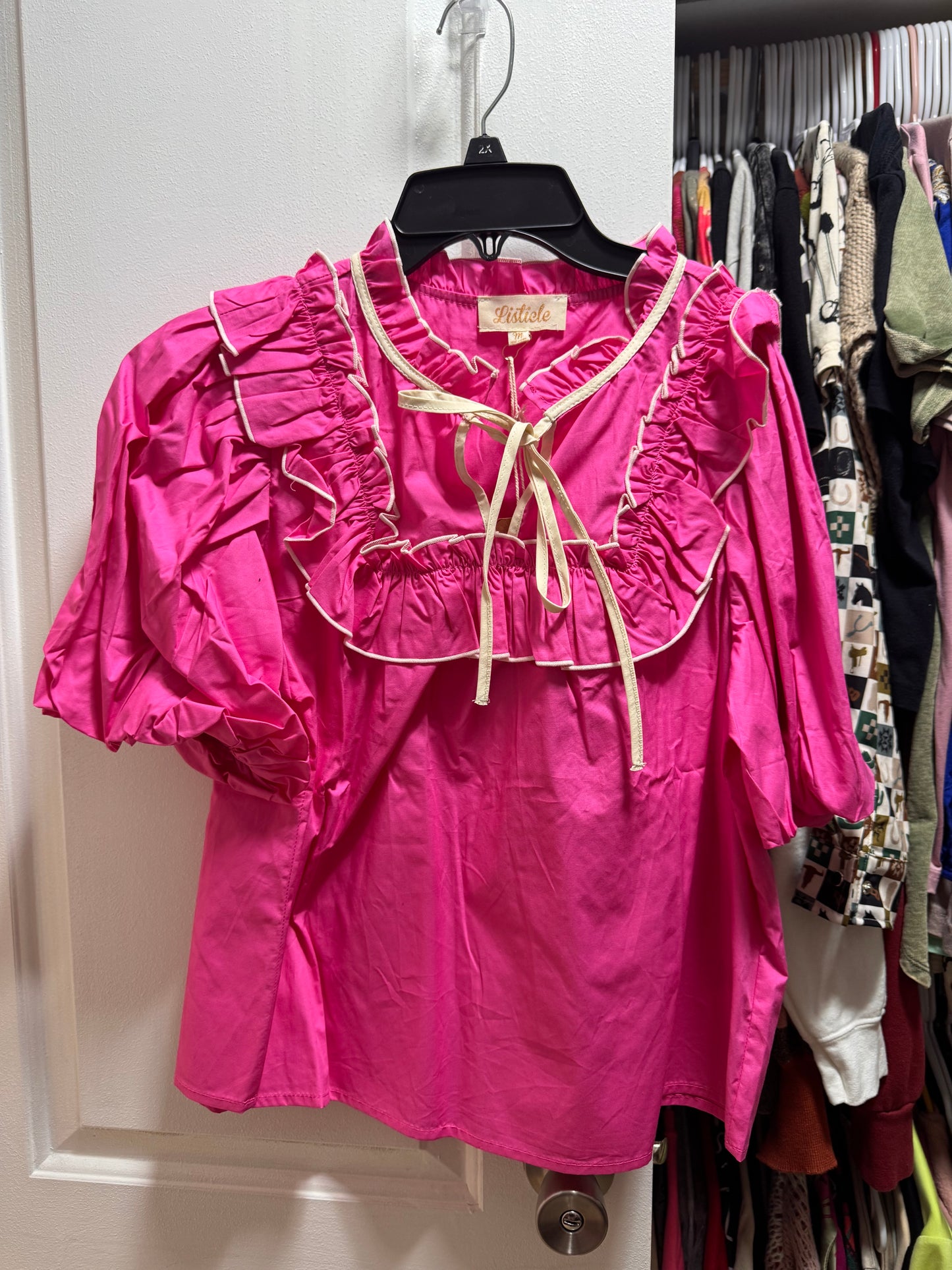 Pink ruffle blouse NWT