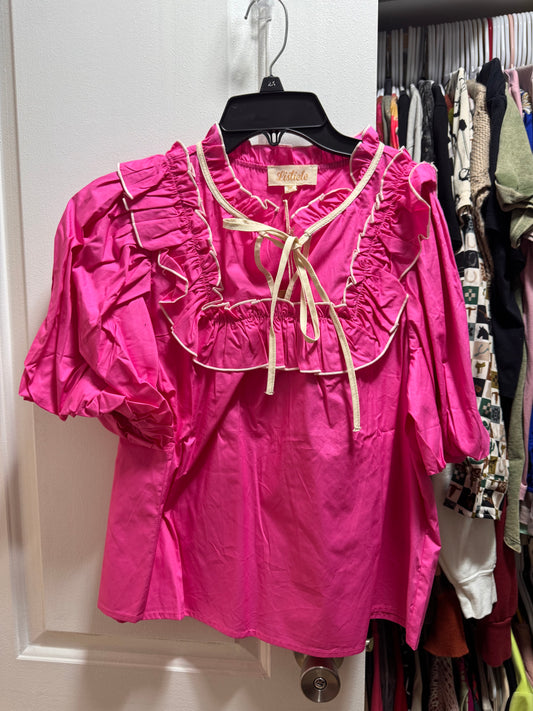 Pink ruffle blouse NWT