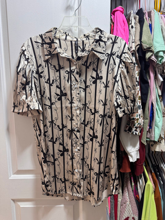 Satin bow blouse NWT