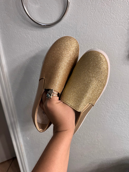 Gold glitter shoes sz 9