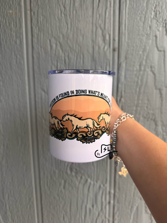 Freedom is found in doing what’s meant for you stainless steel coffee mug with handle