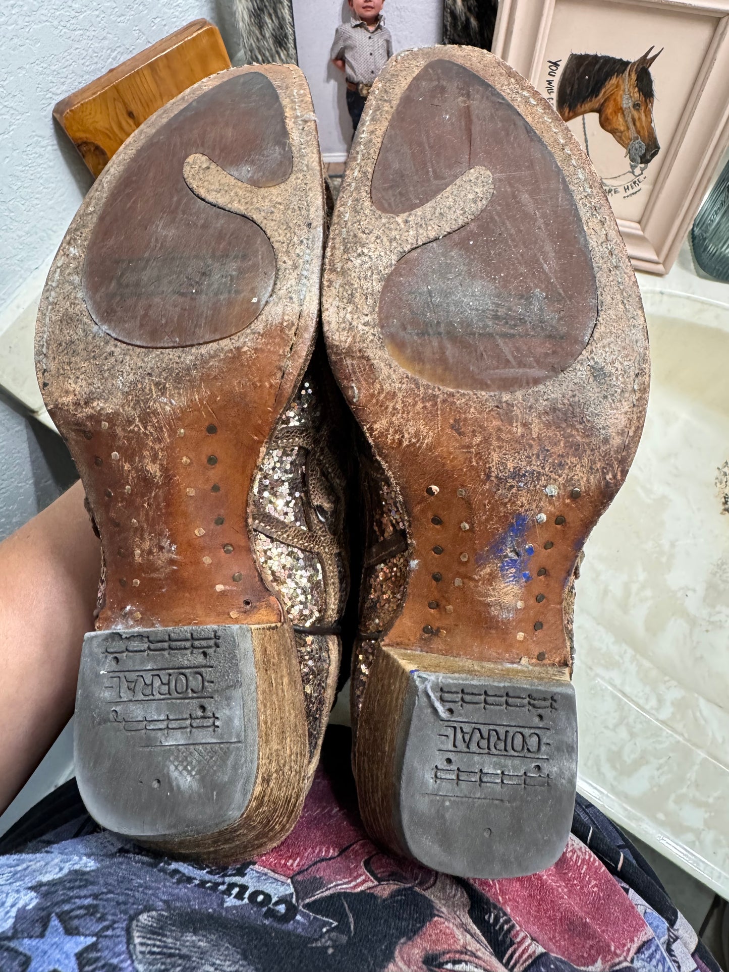 Brown glitter corrals size 8