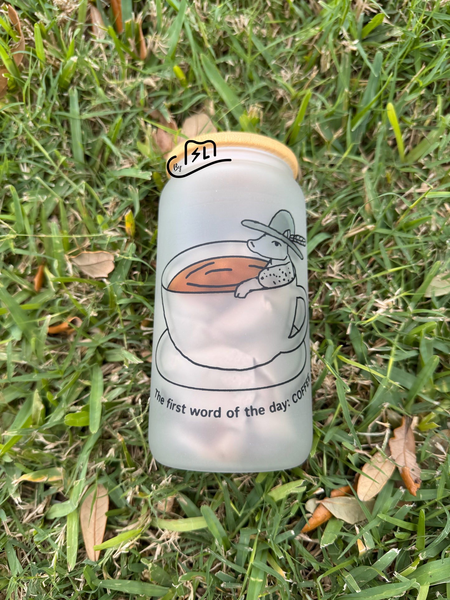 16oz frosted glass cups western coffee designs