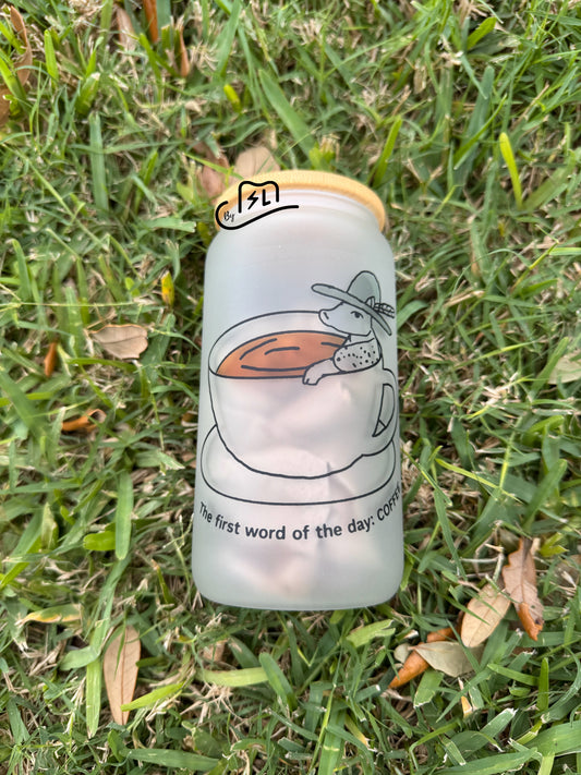 16oz frosted glass cups western coffee designs