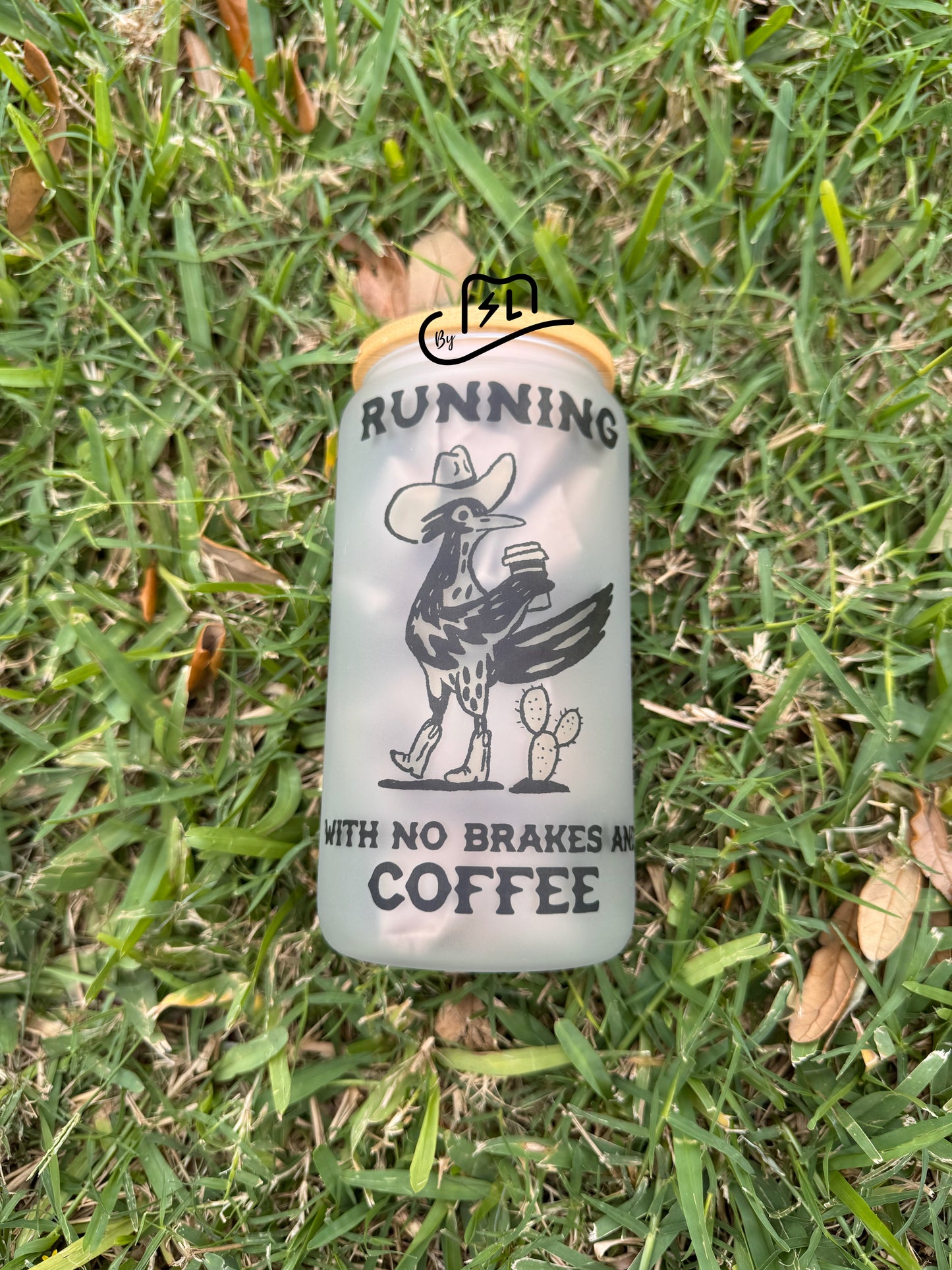 16oz frosted glass cups western coffee designs