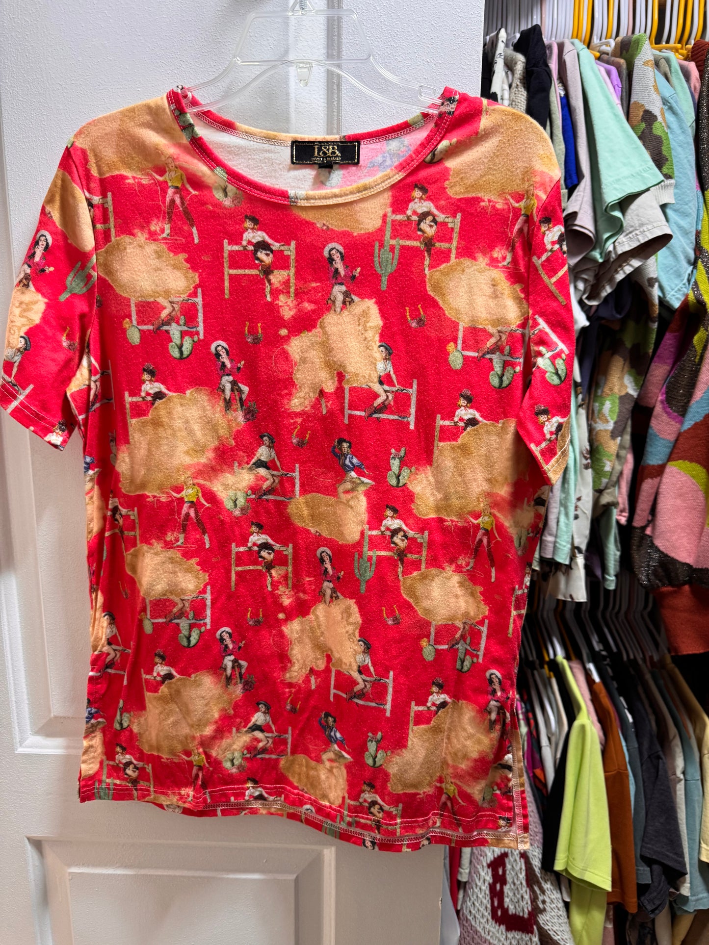 Lucky and blessed red blouse