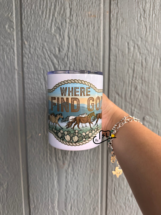 Where I find God stainless steel coffee mug with handle