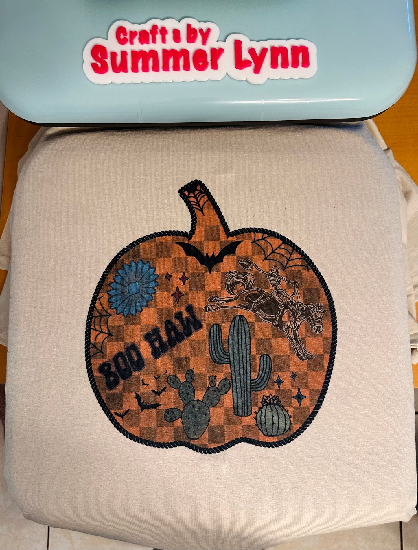 Boo haw checkered pumpkin