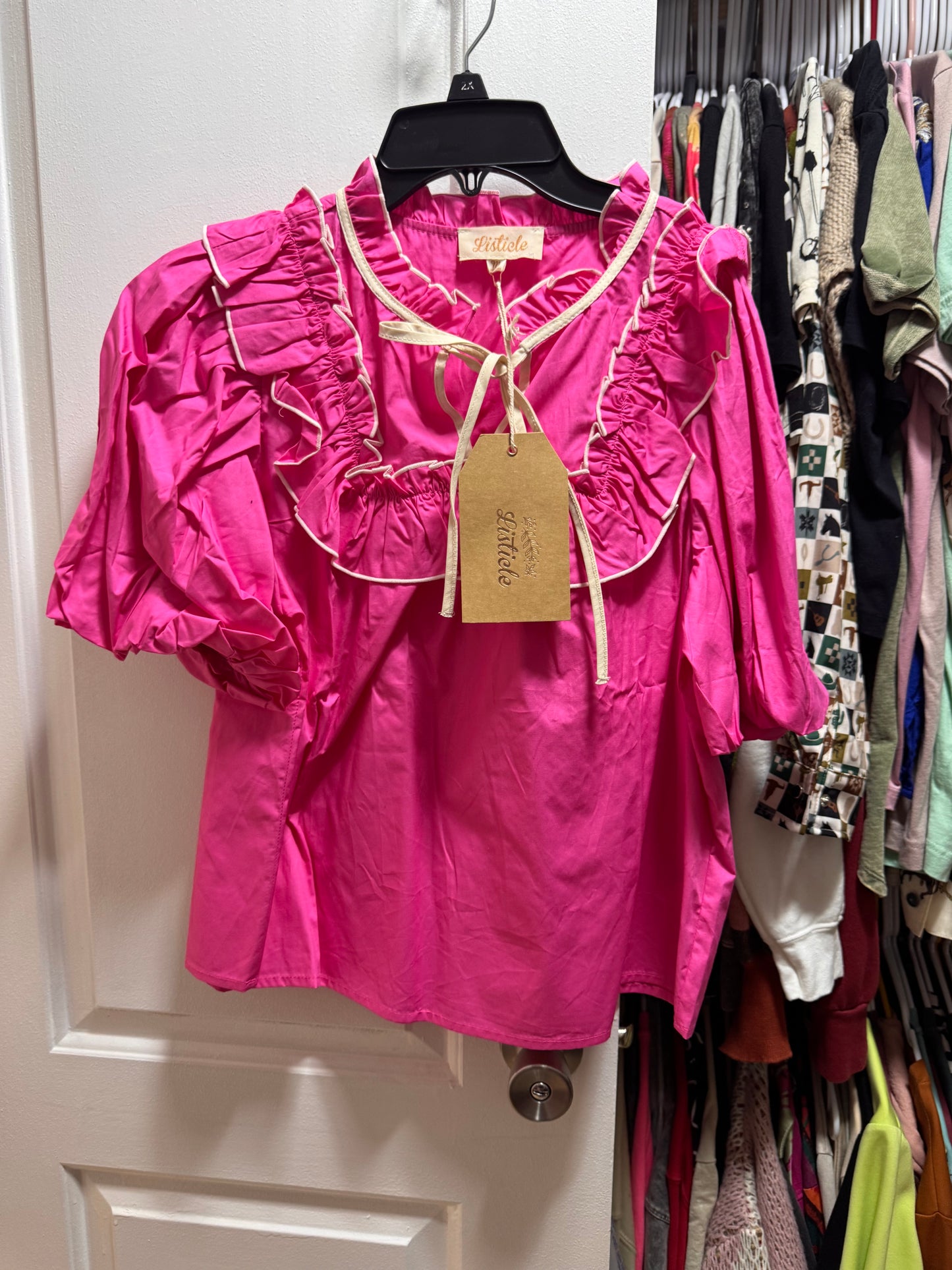 Pink ruffle blouse NWT