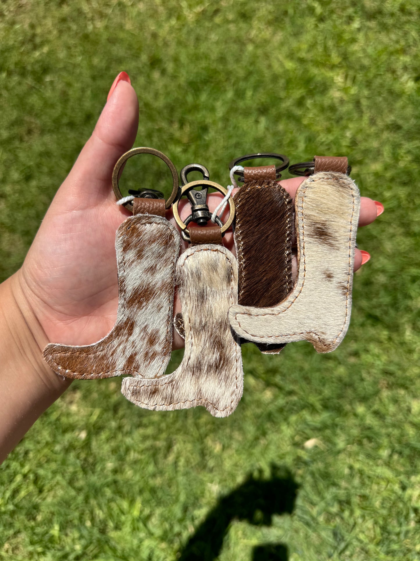 Boot key chains tooled and hide