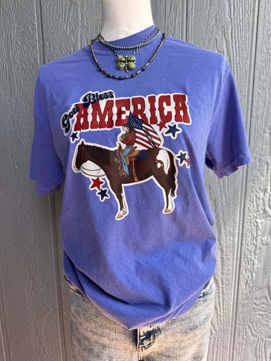 god bless america cowgirl COMFORT COLORS