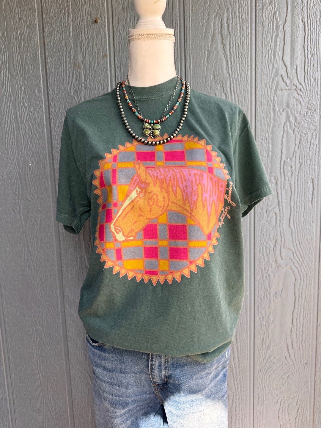 Plaid pony Top