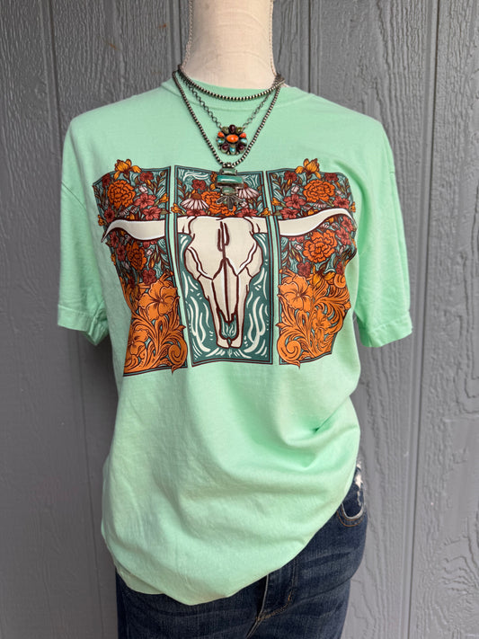 Leather floral skull CC Top