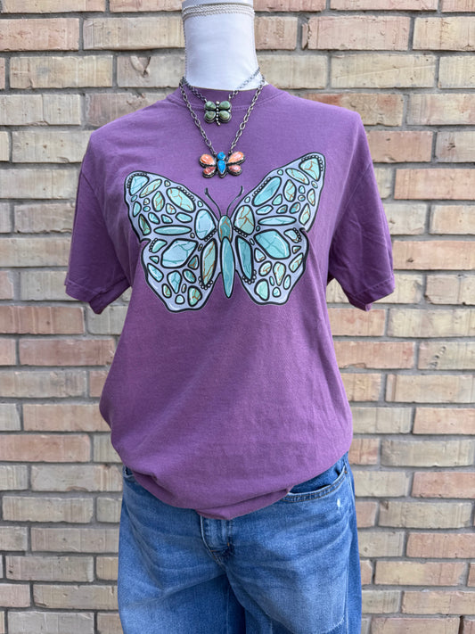 Turquoise butterfly CC Top