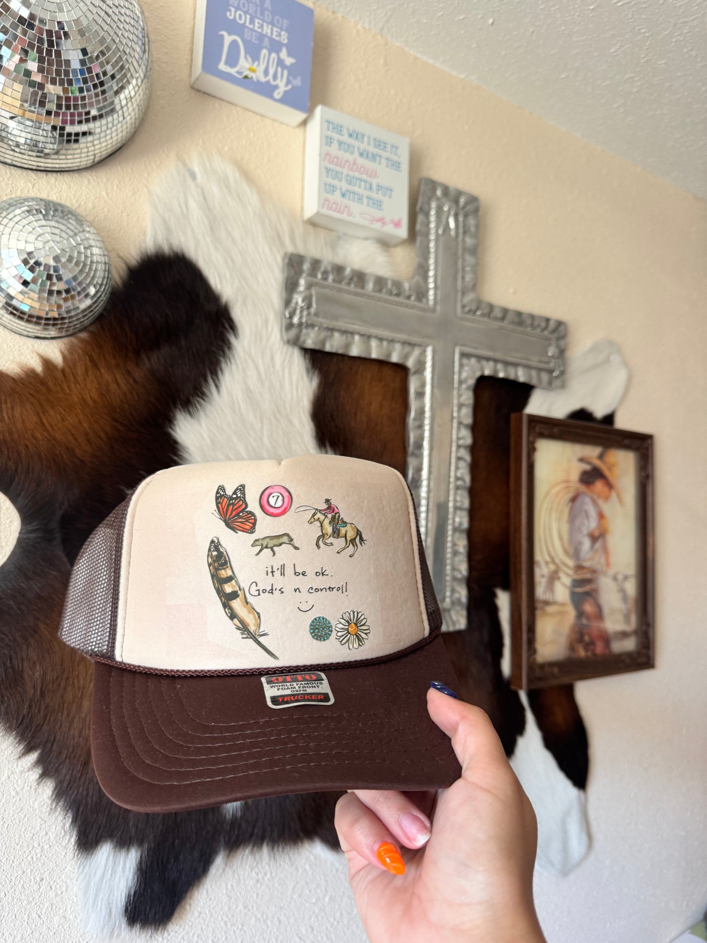God's in control Trucker hat